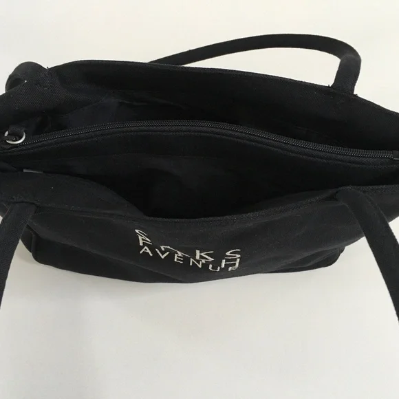 SAKS FIFTH AVENUE Black Tote BAG Purse Handbag Embroidered Logo Y2K NEW - Picture 8 of 13